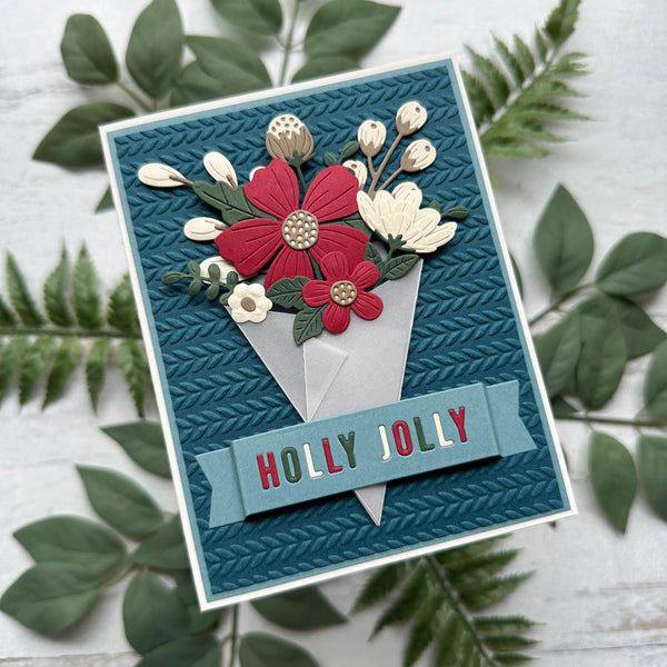 holly jolly flower bouquet card