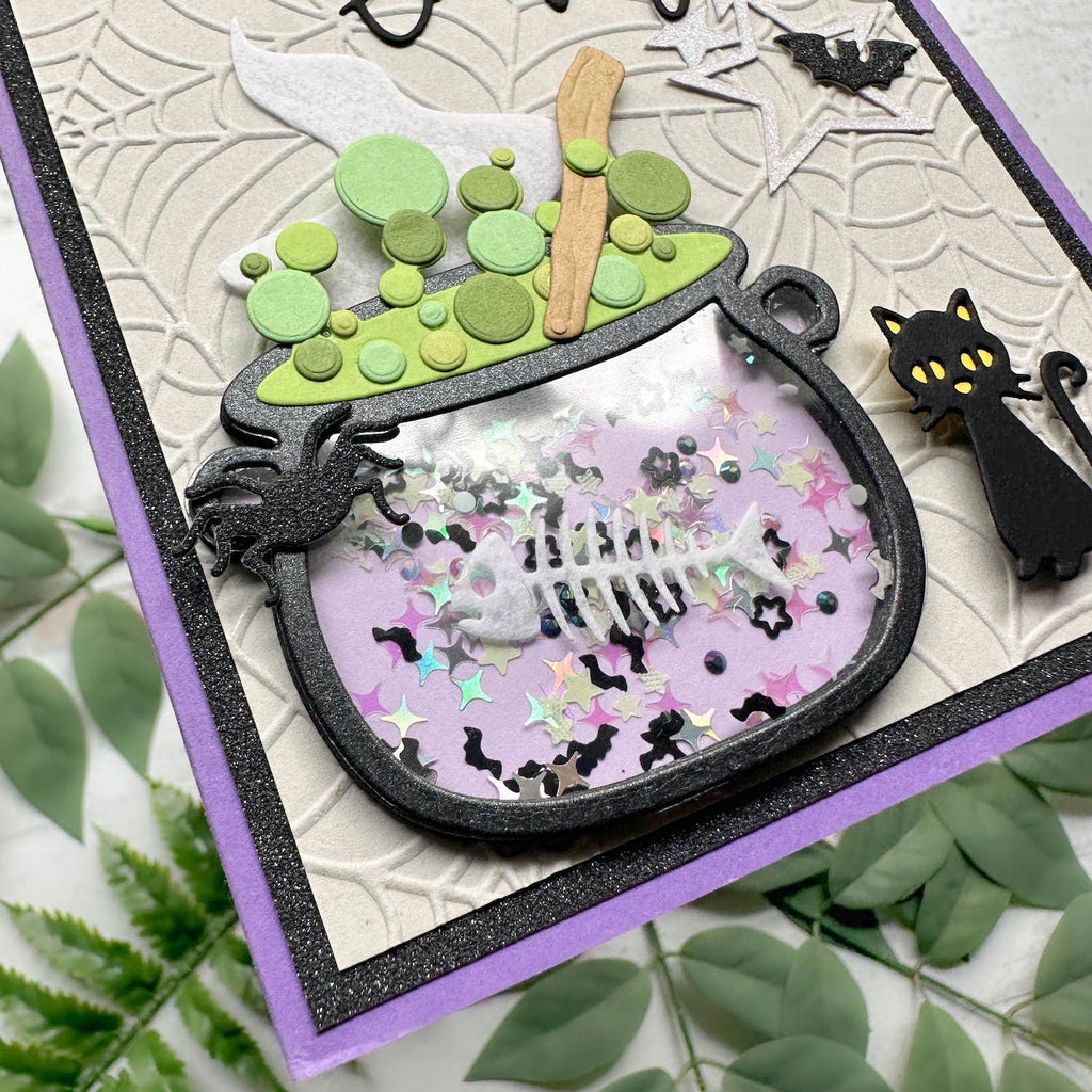 Spooky Greetings Cauldron Shaker Closeup